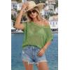 image:imageArachampCloz Womens Cotton Blend Crochet Cover Up Oversized Short Sleeve Mesh Casual Knit Beach Summer 2026Green