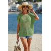 image:imageArachampCloz Womens Cotton Blend Crochet Cover Up Oversized Short Sleeve Mesh Casual Knit Beach Summer 2026Green