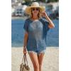 image:imageArachampCloz Womens Cotton Blend Crochet Cover Up Oversized Short Sleeve Mesh Casual Knit Beach Summer 2026Navy Blue