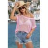 image:imageArachampCloz Womens Cotton Blend Crochet Cover Up Oversized Short Sleeve Mesh Casual Knit Beach Summer 2026Pink