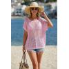 image:imageArachampCloz Womens Cotton Blend Crochet Cover Up Oversized Short Sleeve Mesh Casual Knit Beach Summer 2026Pink