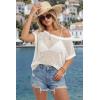 image:imageArachampCloz Womens Cotton Blend Crochet Cover Up Oversized Short Sleeve Mesh Casual Knit Beach Summer 2026White