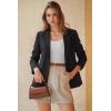 image:imageArachampCloz Womens Linen Blend Notched Lapel Open Front Blazers Work Business Casual Outfits 2026Black