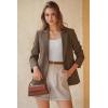 image:imageArachampCloz Womens Linen Blend Notched Lapel Open Front Blazers Work Business Casual Outfits 2026Brown