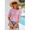 image:imageArachampCloz Womens Linen Blend Short Sleeve Sweater Crochet Tops Boho Casual Shirts Beach Resort Wear Trendy Summer 2026Pink