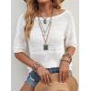 image:imageArachampCloz Womens Linen Blend Short Sleeve Sweater Crochet Tops Boho Casual Shirts Beach Resort Wear Trendy Summer 2026White