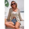 image:imageArachampCloz Womens Linen Blend Summer Crochet Cardigans Lightweight Boho Cover Up Lacey Kint Beach Resort Wear Trendy 2026Khaki