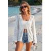 image:imageArachampCloz Womens Linen Blend Summer Crochet Cardigans Lightweight Boho Cover Up Lacey Kint Beach Resort Wear Trendy 2026White