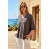 image:imageArachampCloz Womens Wool Blend Elbow Sleeve Summer Oversized Casual SweaterCoffee