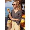 image:imageArachampCloz Womens Wool Blend Elbow Sleeve Summer Oversized Casual SweaterCoffee