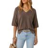 image:imageArachampCloz Womens Wool Blend Elbow Sleeve Summer Oversized Casual SweaterCoffee