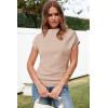 image:imageArachampCloz Womens Ruched Summer Tops Mock Neck Cap Sleeve Slim Fit Blouses 2026Napricot