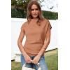 image:imageArachampCloz Womens Ruched Summer Tops Mock Neck Cap Sleeve Slim Fit Blouses 2026Ncamel