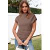 image:imageArachampCloz Womens Ruched Summer Tops Mock Neck Cap Sleeve Slim Fit Blouses 2026Ncoffee