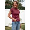 image:imageArachampCloz Womens Ruched Summer Tops Mock Neck Cap Sleeve Slim Fit Blouses 2026Ndark Red