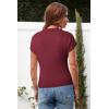 image:imageArachampCloz Womens Ruched Summer Tops Mock Neck Cap Sleeve Slim Fit Blouses 2026Ndark Red