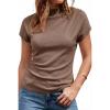 image:imageArachampCloz Womens Ruched Summer Tops Mock Neck Cap Sleeve Slim Fit Blouses 2026Ncoffee