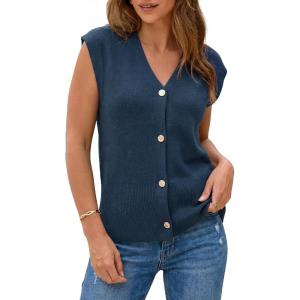 image:imageArachampCloz Womens Wool Blend Sweater Vest V Neck Button Down Cardigan Business Casual Tops 2026Camel
