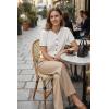 image:imageArachampCloz Womens 100 Cotton Short Sleeve Cropped Cardigan Lightweight Button Up Work Tops Summer 2026Beige White