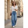 image:imageArachampCloz Womens 100 Cotton Short Sleeve Cropped Cardigan Lightweight Button Up Work Tops Summer 2026Beige White