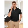 image:imageArachampCloz Mens Zipper Polo 3D Texture Shirts 2025 Spring Summer Fashion Knit Golf Tops Short Sleeve Dress ClothesBlack