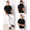 image:imageArachampCloz Mens Zipper Polo 3D Texture Shirts 2025 Spring Summer Fashion Knit Golf Tops Short Sleeve Dress ClothesBlack