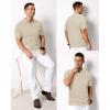 image:imageArachampCloz Mens Zipper Polo 3D Texture Shirts 2025 Spring Summer Fashion Knit Golf Tops Short Sleeve Dress ClothesMuted Apricot