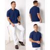 image:imageArachampCloz Mens Zipper Polo 3D Texture Shirts 2025 Spring Summer Fashion Knit Golf Tops Short Sleeve Dress ClothesNavy Blue