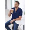 image:imageArachampCloz Mens Zipper Polo 3D Texture Shirts 2025 Spring Summer Fashion Knit Golf Tops Short Sleeve Dress ClothesNavy Blue