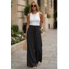 image:imageArachampCloz Summer Womens Linen Blend High Waisted Flowy Wide Leg Palazzo Casual PantsBlack