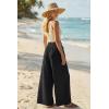 image:imageArachampCloz Summer Womens Linen Blend High Waisted Flowy Wide Leg Palazzo Casual PantsBlack