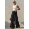 image:imageArachampCloz Summer Womens Linen Blend High Waisted Flowy Wide Leg Palazzo Casual PantsBlack