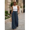 image:imageArachampCloz Summer Womens Linen Blend High Waisted Flowy Wide Leg Palazzo Casual PantsDark Blue