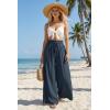 image:imageArachampCloz Summer Womens Linen Blend High Waisted Flowy Wide Leg Palazzo Casual PantsDark Blue