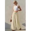image:imageArachampCloz Summer Womens Linen Blend High Waisted Flowy Wide Leg Palazzo Casual PantsKhaki