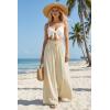image:imageArachampCloz Summer Womens Linen Blend High Waisted Flowy Wide Leg Palazzo Casual PantsKhaki
