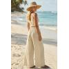 image:imageArachampCloz Summer Womens Linen Blend High Waisted Flowy Wide Leg Palazzo Casual PantsKhaki