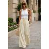 image:imageArachampCloz Summer Womens Linen Blend High Waisted Flowy Wide Leg Palazzo Casual PantsKhaki