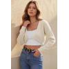 image:imageArachampCloz Womens 100 Cotton Bolero Shrug V Neck Cropped Cardigan Waffle Knit SweatersApricot