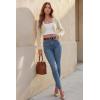 image:imageArachampCloz Womens 100 Cotton Bolero Shrug V Neck Cropped Cardigan Waffle Knit SweatersApricot
