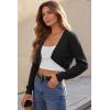 image:imageArachampCloz Womens 100 Cotton Bolero Shrug V Neck Cropped Cardigan Waffle Knit SweatersBlack