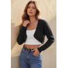 image:imageArachampCloz Womens 100 Cotton Bolero Shrug V Neck Cropped Cardigan Waffle Knit SweatersBlack