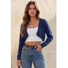 image:imageArachampCloz Womens 100 Cotton Bolero Shrug V Neck Cropped Cardigan Waffle Knit SweatersNavy