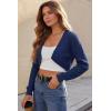 image:imageArachampCloz Womens 100 Cotton Bolero Shrug V Neck Cropped Cardigan Waffle Knit SweatersNavy