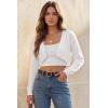 image:imageArachampCloz Womens 100 Cotton Bolero Shrug V Neck Cropped Cardigan Waffle Knit SweatersWhite