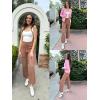 image:imageArachampCloz Womens 2025 Spring Sweater Pants Straight Leg Elastic High Waisted Business Casual Lounge Winter Knit SweatpantsKhaki