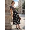 image:imageArachampCloz Womens Chiffon Wide Elastic Band ALine Pleated Floral Pleated SkirtsApricot Floral