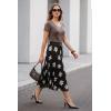 image:imageArachampCloz Womens Chiffon Wide Elastic Band ALine Pleated Floral Pleated SkirtsApricot Floral