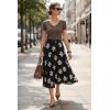 image:imageArachampCloz Womens Chiffon Wide Elastic Band ALine Pleated Floral Pleated SkirtsApricot Floral