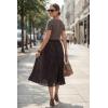 image:imageArachampCloz Womens Chiffon Wide Elastic Band ALine Pleated Floral Pleated SkirtsBlue Polka Dot